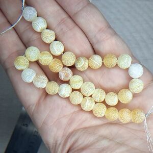 $💲$ 8mm Matte Yellow Crackled Agate 9in Strand #8